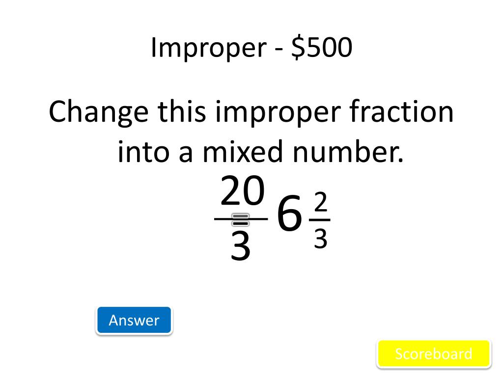 PPT Fractions Jeopardy! PowerPoint Presentation, free download ID