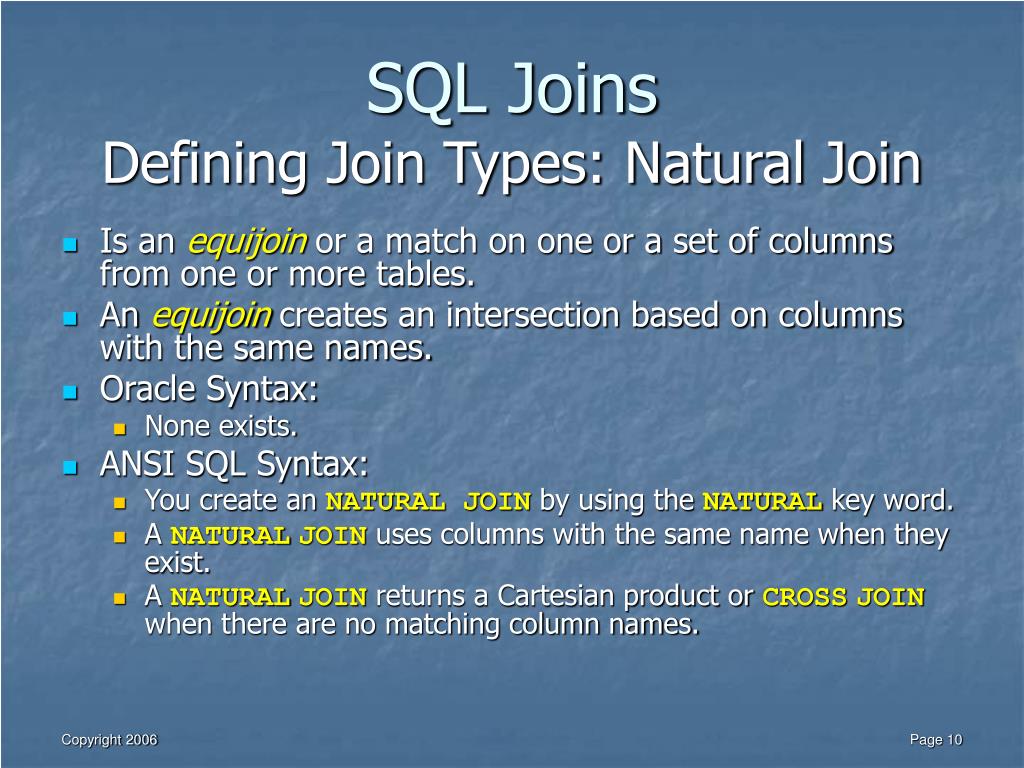 PPT SQL Joins Oracle and ANSI Standard SQL PowerPoint Presentation