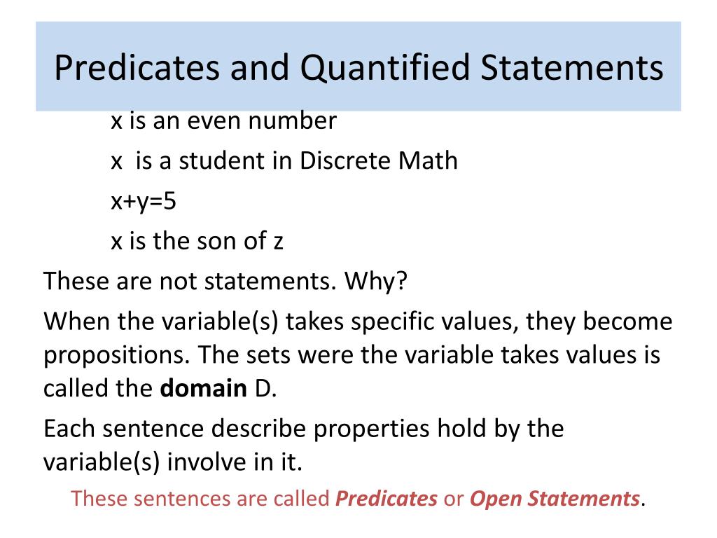 PPT Predicates and Quantified Statements PowerPoint Presentation
