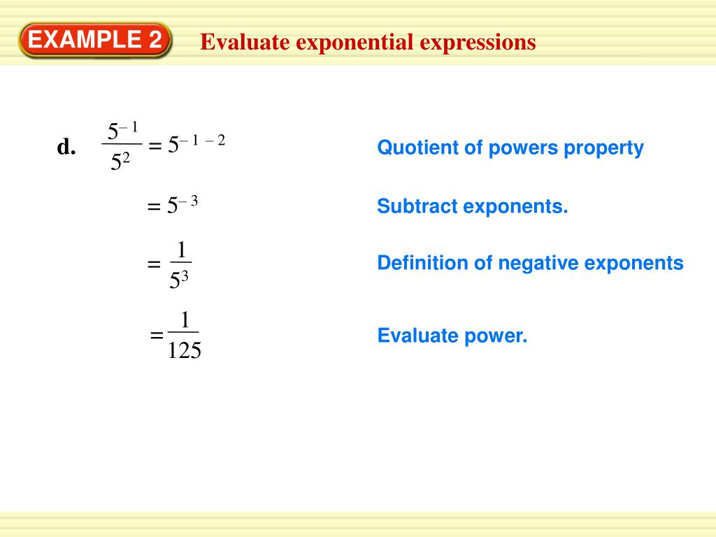 Quotient Of Powers Property With Negative Exponents slidesharedocs