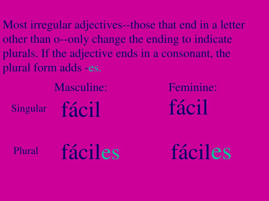 PPT Adjectives in Spanish PowerPoint Presentation, free download ID