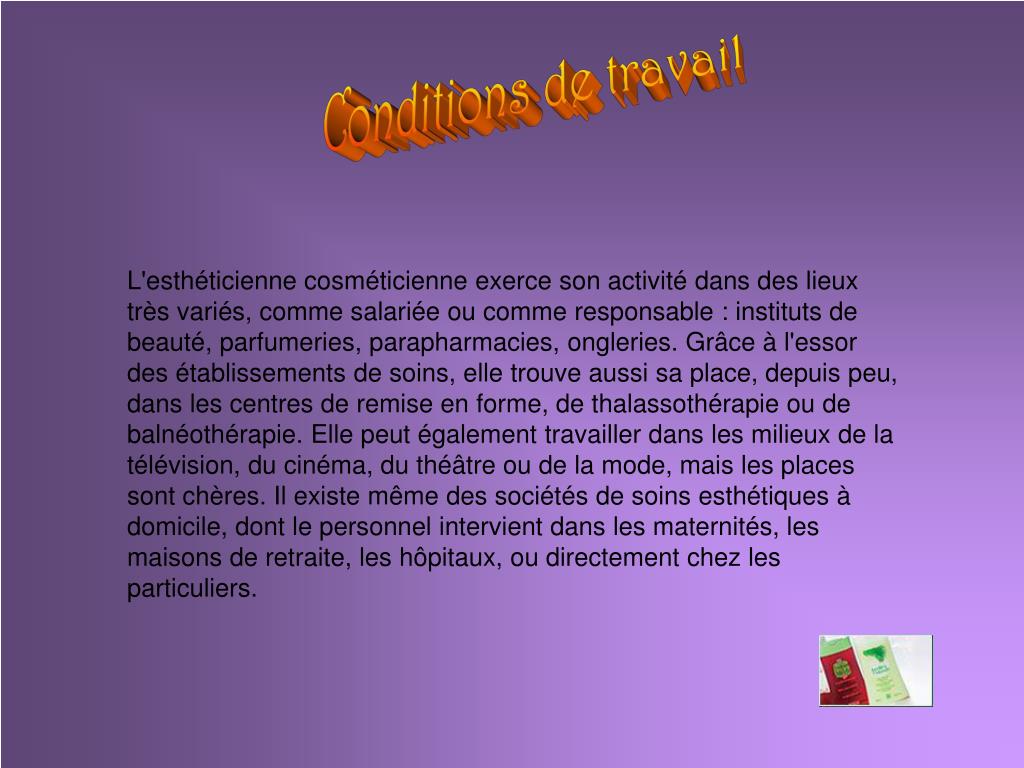 PPT Fiche Métier Esthéticienne PowerPoint Presentation