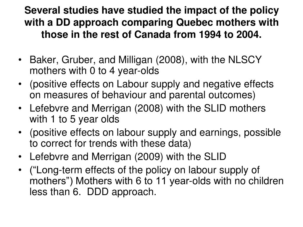 PPT Québec's Childcare Universal Low Fee Policy 10 Years After