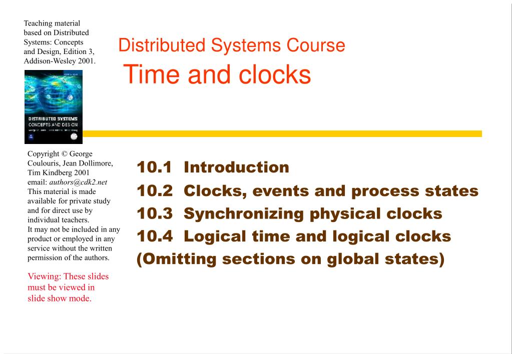 PPT Distributed Systems Course Time and clocks PowerPoint