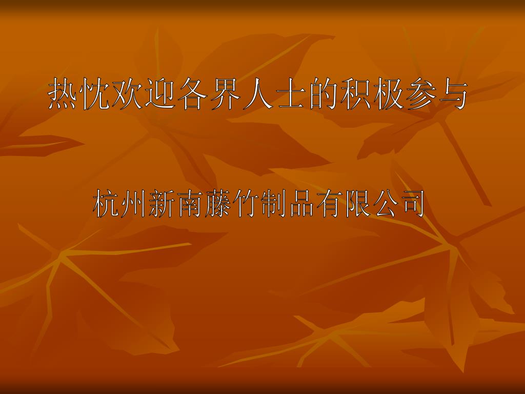 PPT 杭州新南藤竹制品有限公司 HANGZHOU XINNAN RATTA & BAMBOO WORKS CO.,LTD
