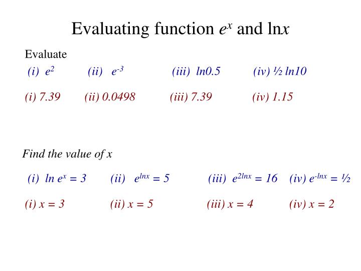 PPT The function e x and its inverse, lnx PowerPoint Presentation