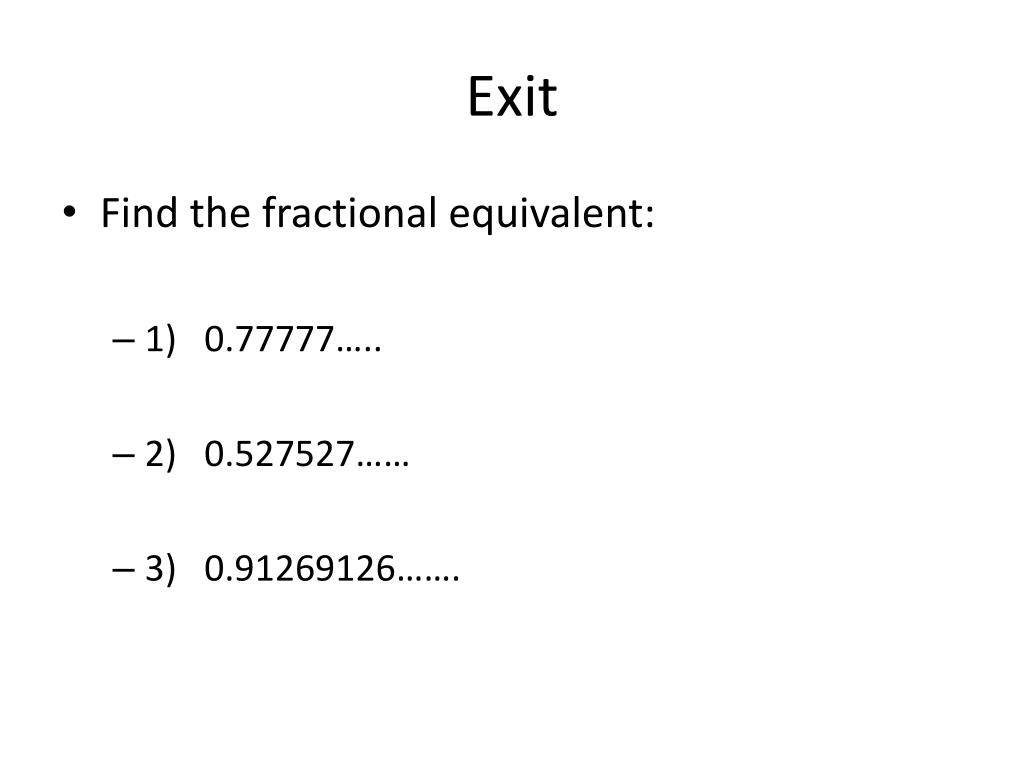 PPT Converting Repeating Decimals to Fractions PowerPoint