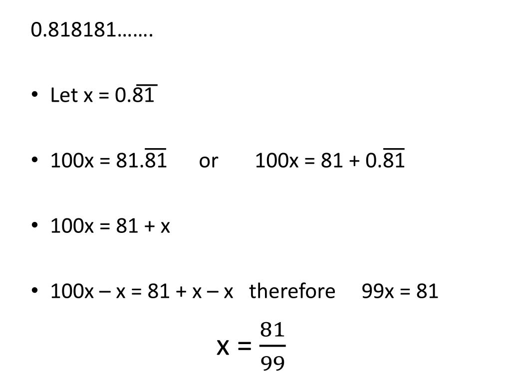 PPT Converting Repeating Decimals to Fractions PowerPoint