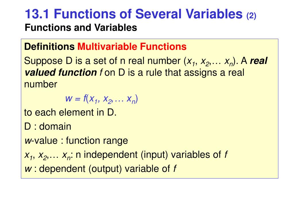PPT Multivariable Functions of Several Their Derivatives PowerPoint Presentation ID7012960