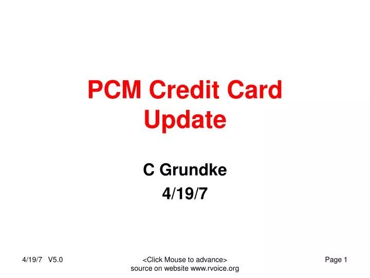 PPT PCM Credit Card Update PowerPoint Presentation, free download