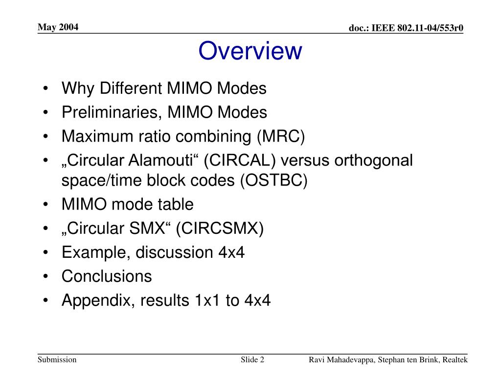 PPT MIMO Mode Table for 802.11n PowerPoint Presentation, free