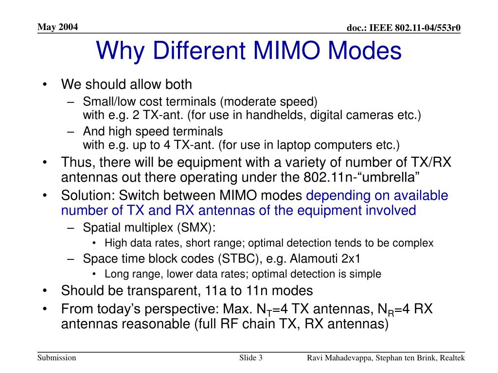PPT MIMO Mode Table for 802.11n PowerPoint Presentation, free