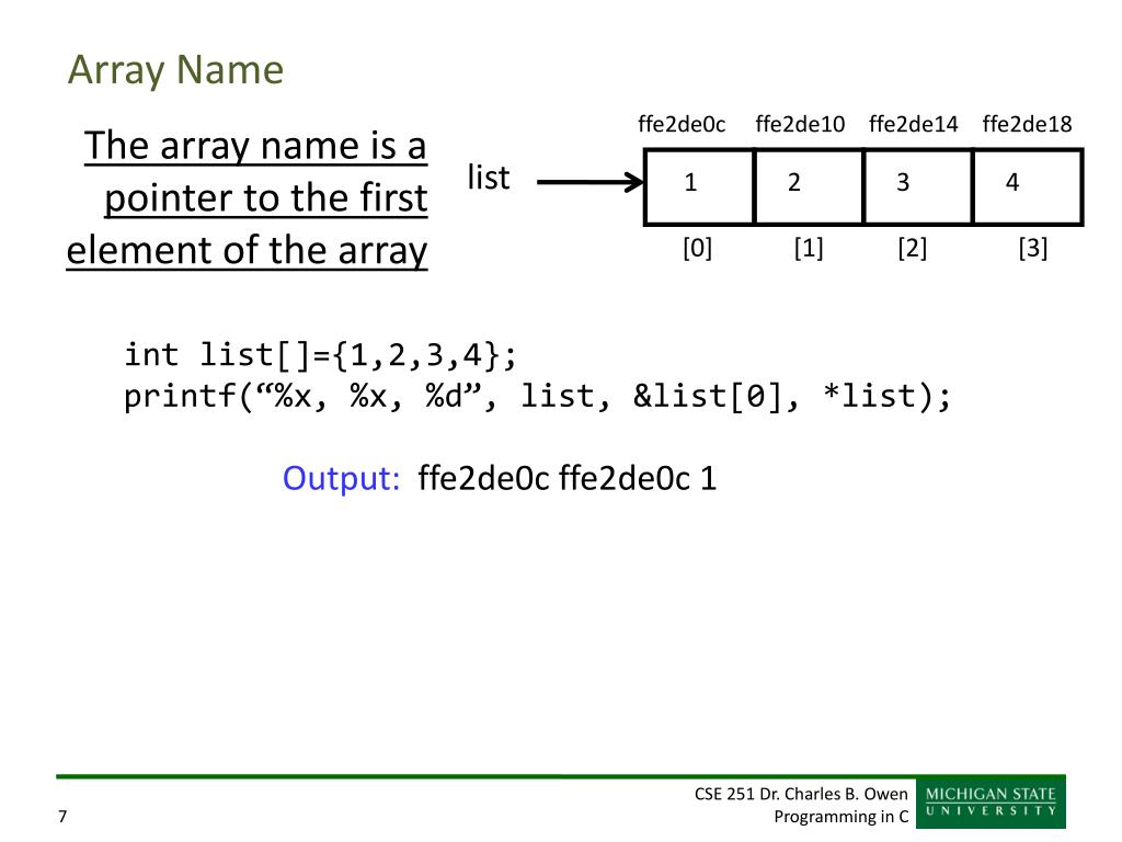 PPT Pointers, Arrays, Multidimensional Arrays PowerPoint Presentation ID7018896