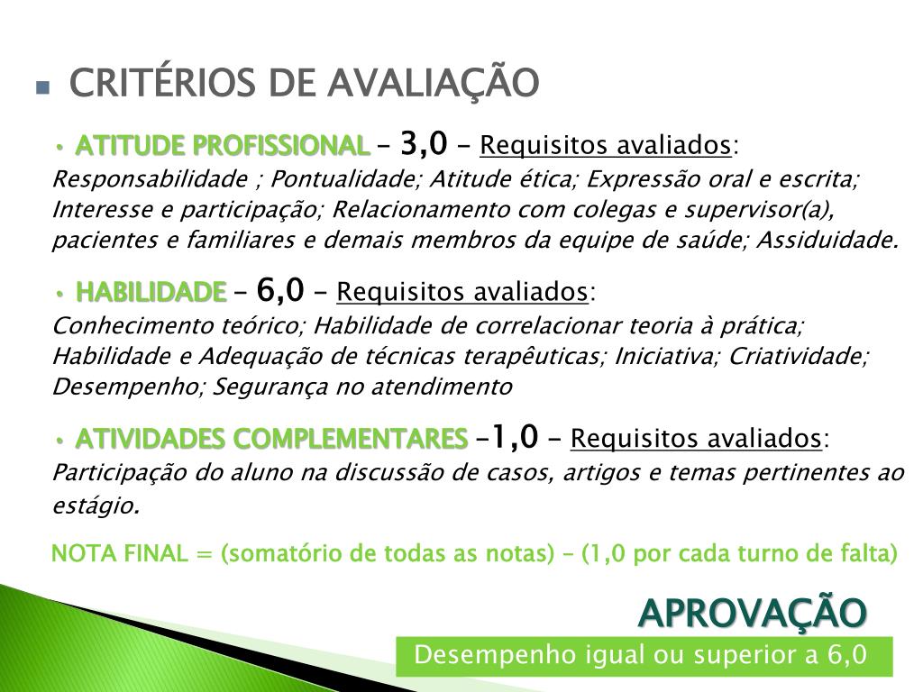 PPT Informações sobre os Estágios de Fisioterapia 2012/1 PowerPoint