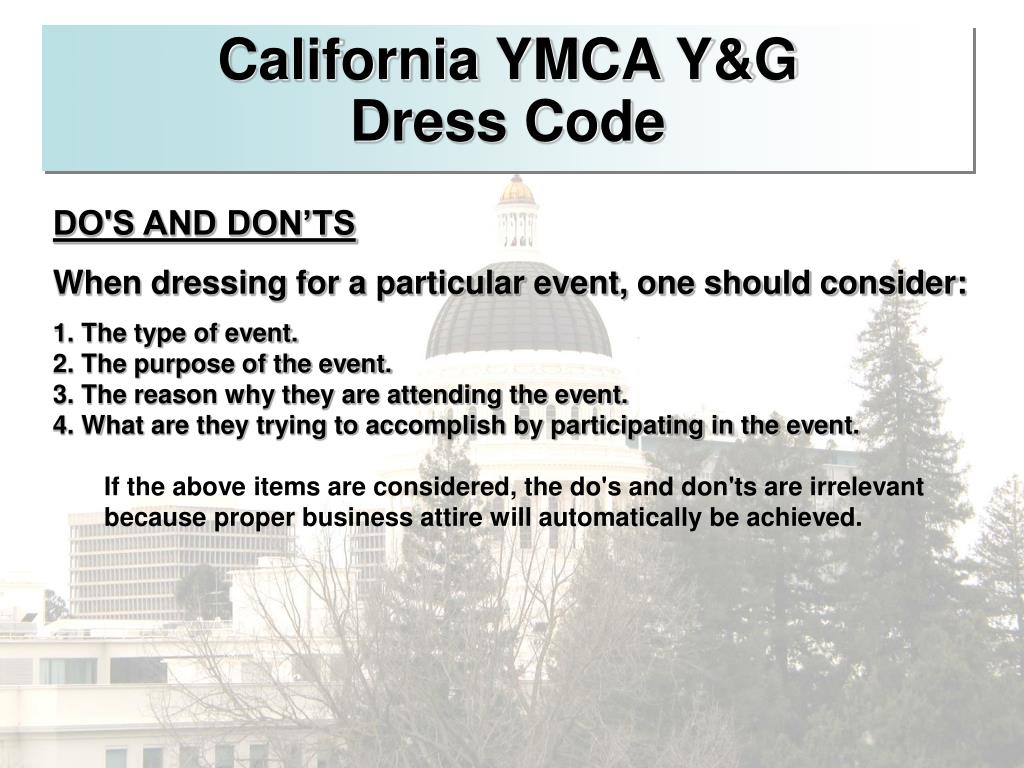 PPT California YMCA Youth & Government Dress Code PowerPoint