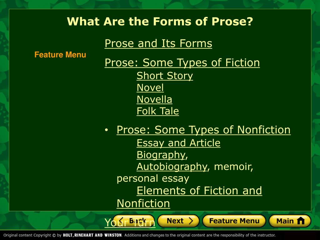 PPT Prose and Its Forms Prose Some Types of Fiction Short Story