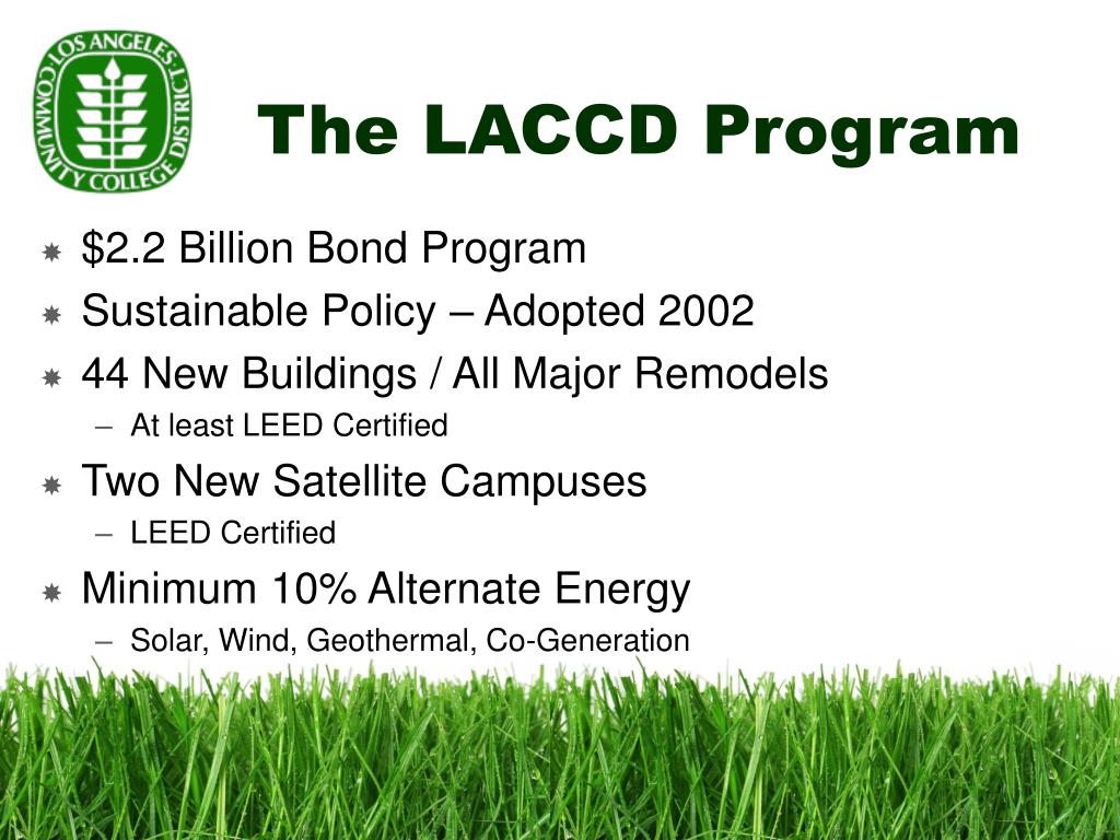 PPT Sustainability at LACCD PowerPoint Presentation, free download