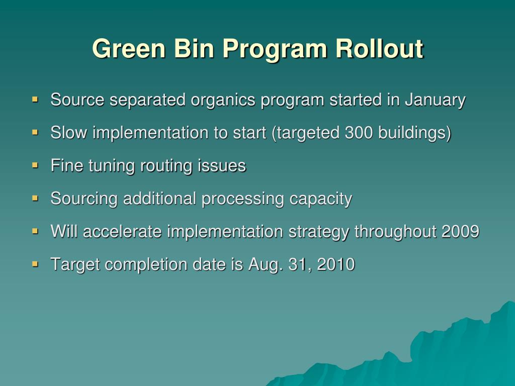 PPT Green Bin Program & Waste Diversion Strategies for Multiunit Residential Dwellings