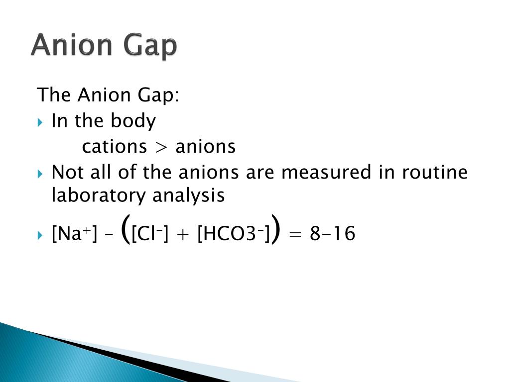 PPT Metabolic Acidosis and the Anion Gap PowerPoint Presentation
