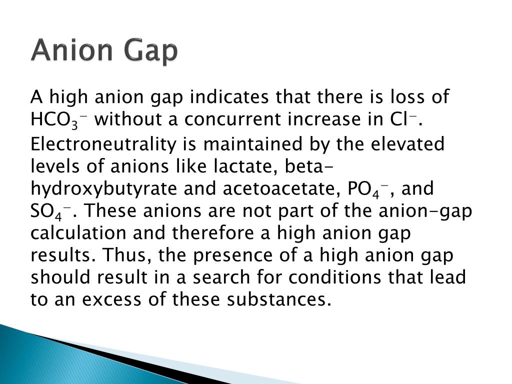 PPT Metabolic Acidosis and the Anion Gap PowerPoint Presentation