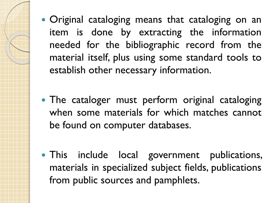 PPT CATALOGING PowerPoint Presentation, free download ID7066947