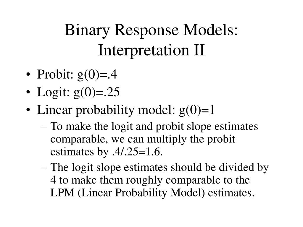 PPT BINARY CHOICE MODELS PROBIT ANALYSIS PowerPoint Presentation