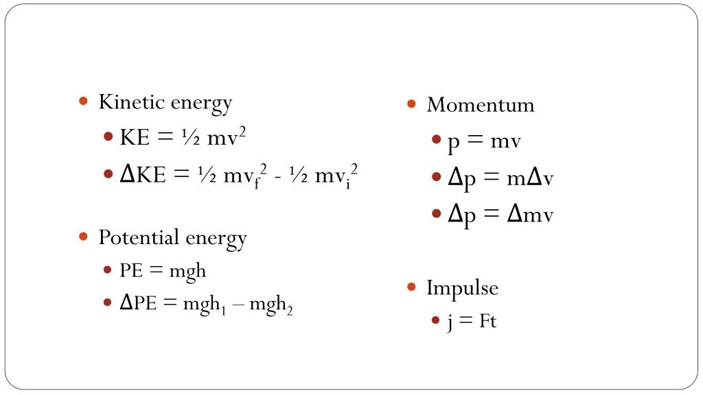 PPT Work W= Fd W TOT = Σ Fd Work energy theorem W TOT = Δ KE + Δ PE