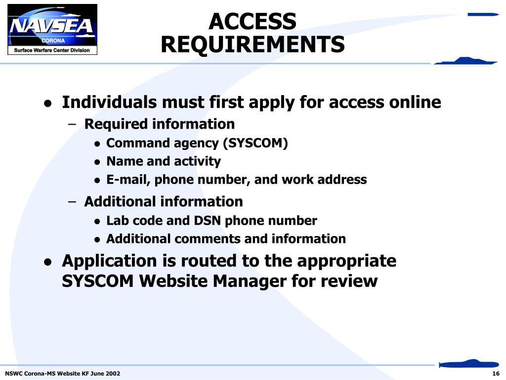 PPT NSWC CoronaMS Website KF June 2002 PowerPoint Presentation, free download ID7075251