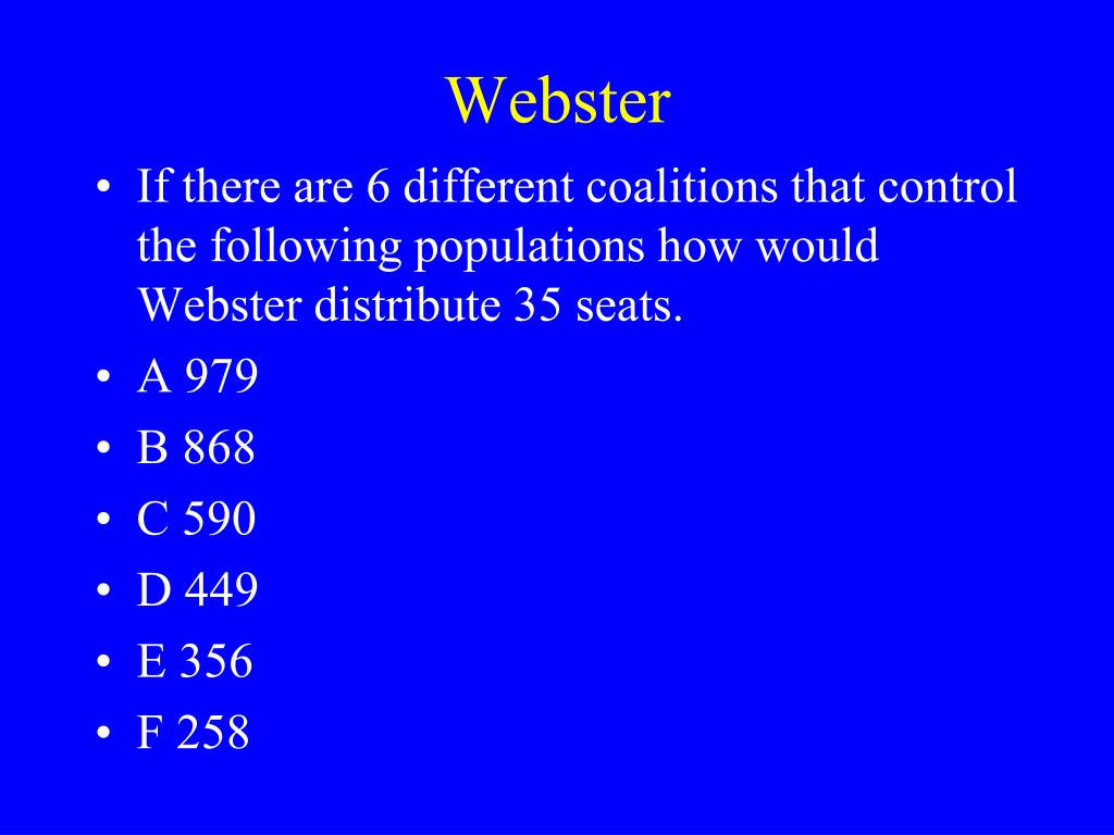 PPT The Webster and Hill Method for Apportionment PowerPoint