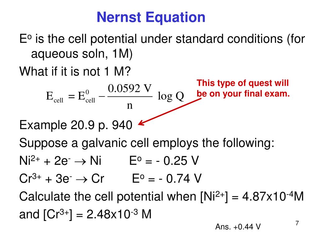 PPT Electrochemistry Part IV Spontaneity & Nernst