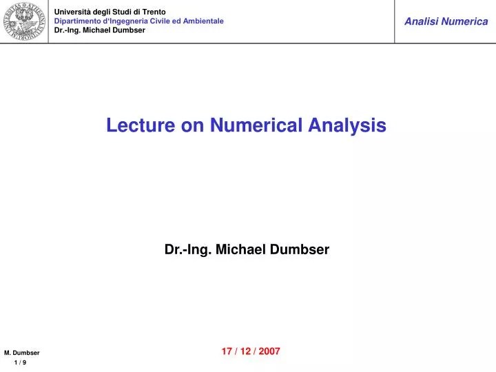 PPT Lecture on Numerical Analysis PowerPoint Presentation, free download ID7079495