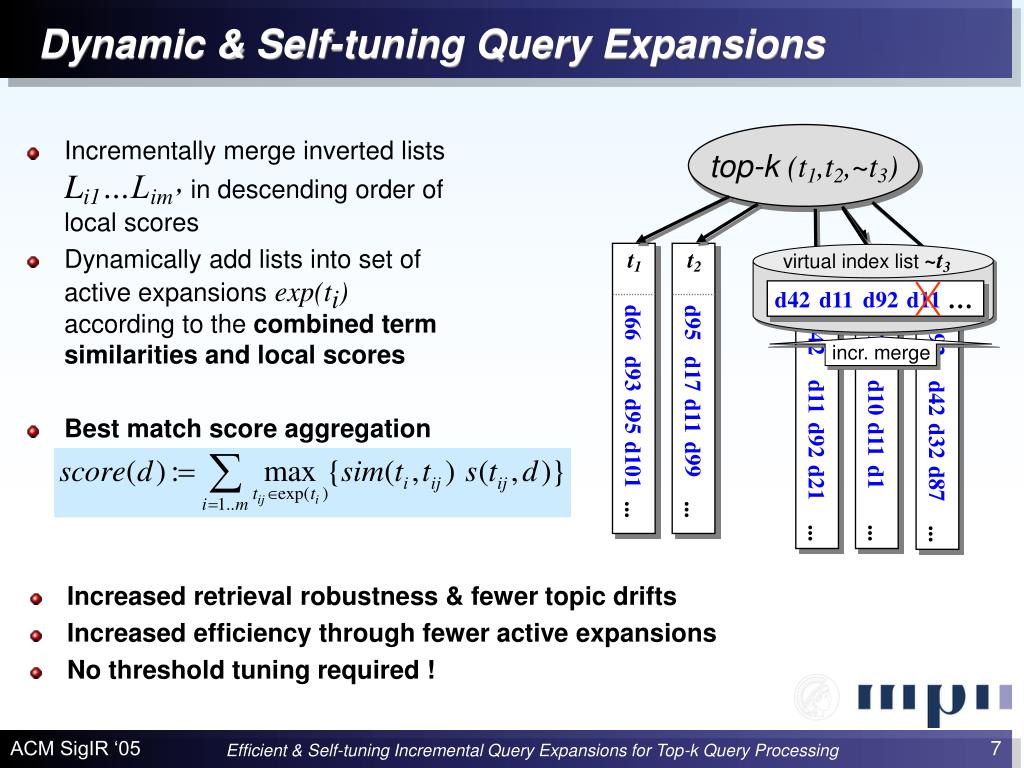 PPT Efficient and Selftuning Incremental Query Expansions for Topk