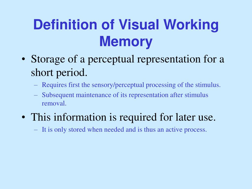 PPT Visual Working Memory PowerPoint Presentation, free download ID