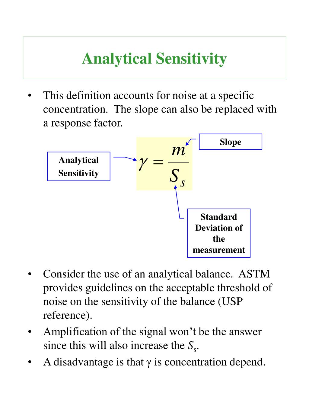 PPT Selectivity, Sensitivity, Signal to Noise, Detection Limit