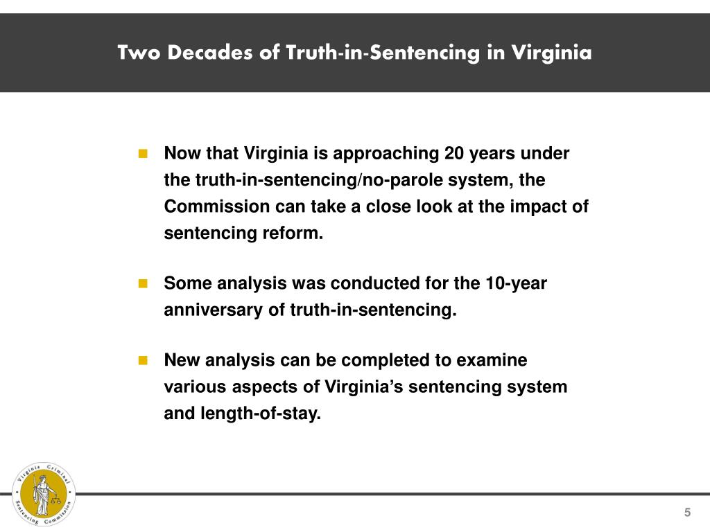 PPT Two Decades of TruthinSentencing in Virginia PowerPoint
