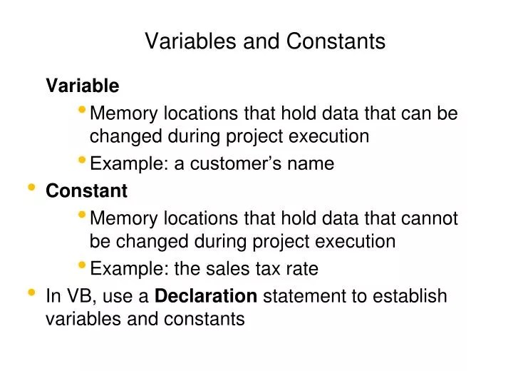 PPT Variables and Constants PowerPoint Presentation, free download