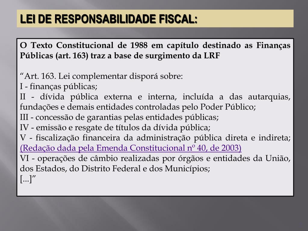 PPT RELATÓRIOS DA LEI DE RESPONSABILIDADE FISCAL (L.C. n