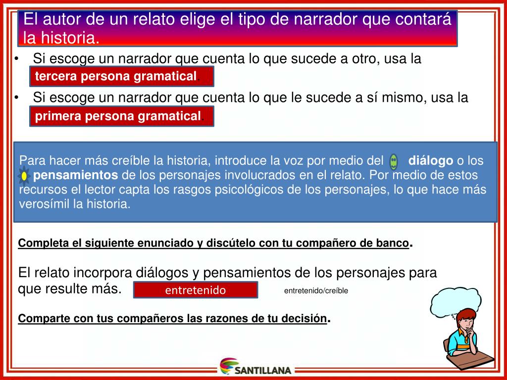 PPT . Diferenciación entre la narración en primera y tercera persona