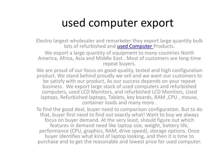 PPT Used Computer Export PowerPoint Presentation, free download ID