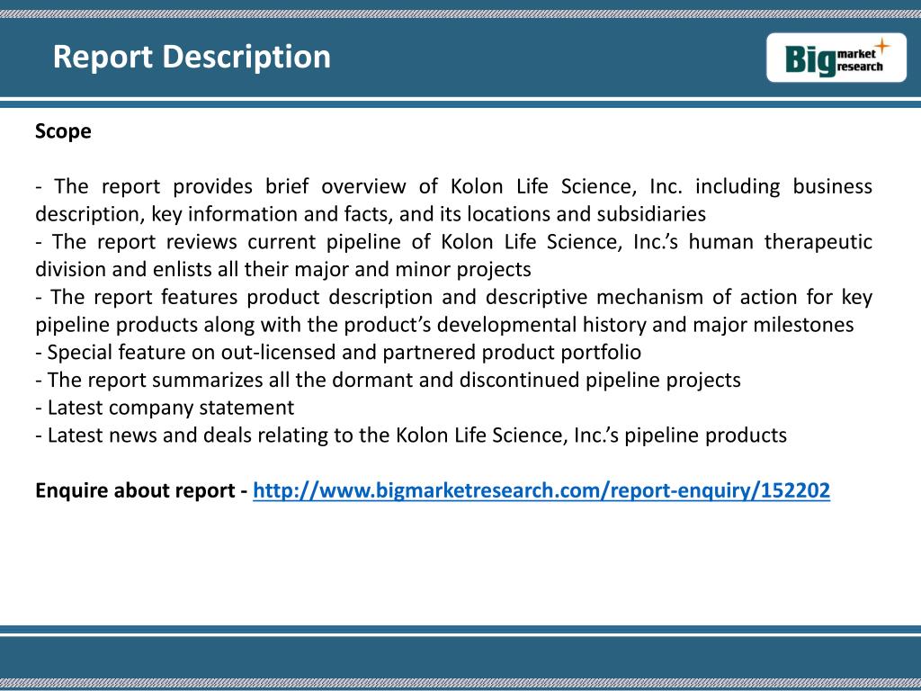 PPT Kolon Life Science, Inc. Product Pipeline Review 2014