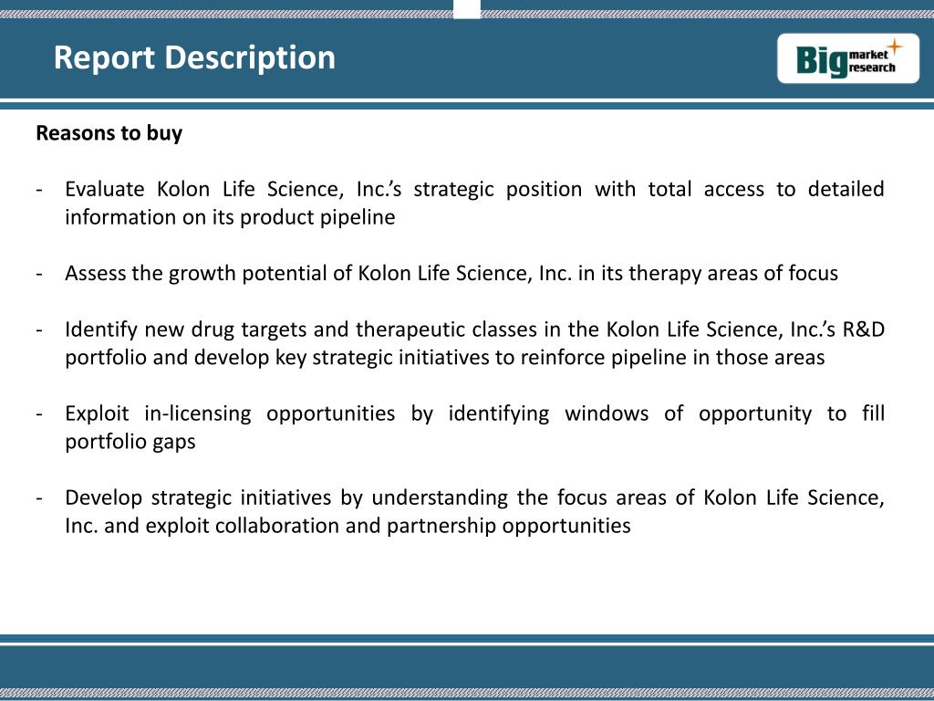 PPT Kolon Life Science, Inc. Product Pipeline Review 2014
