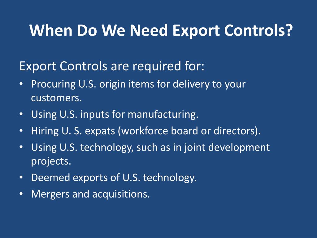 PPT U.S. Export ControlsBrief Overview PowerPoint Presentation, free download ID7117725