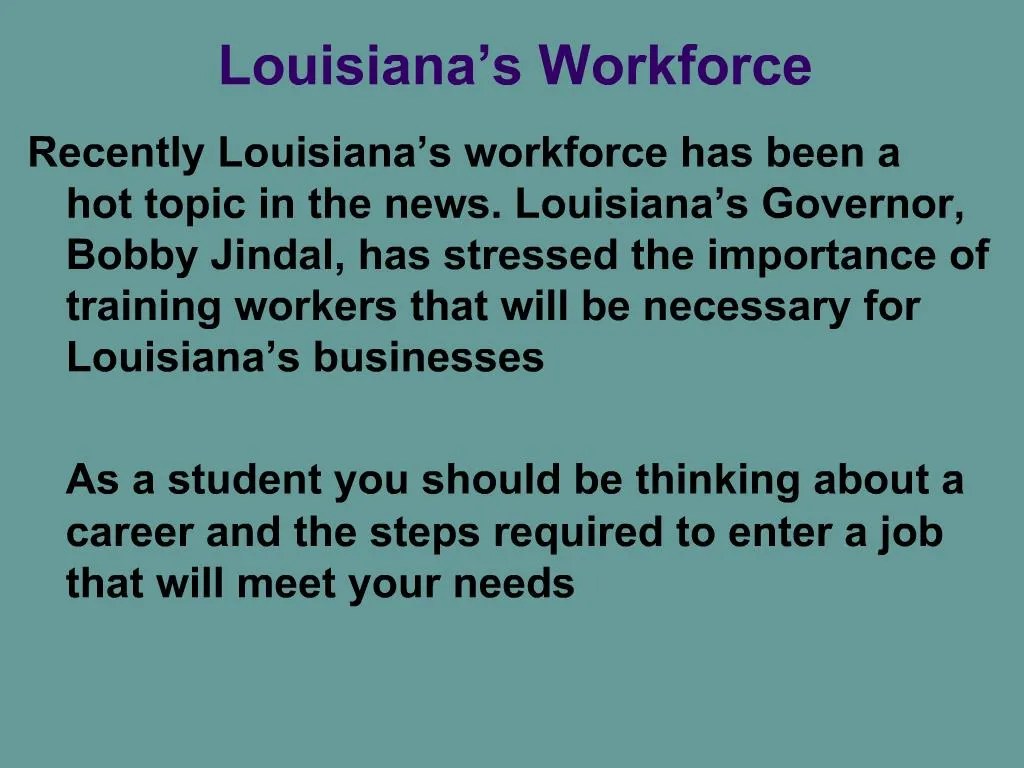 PPT Louisiana s Workforce PowerPoint Presentation, free download ID