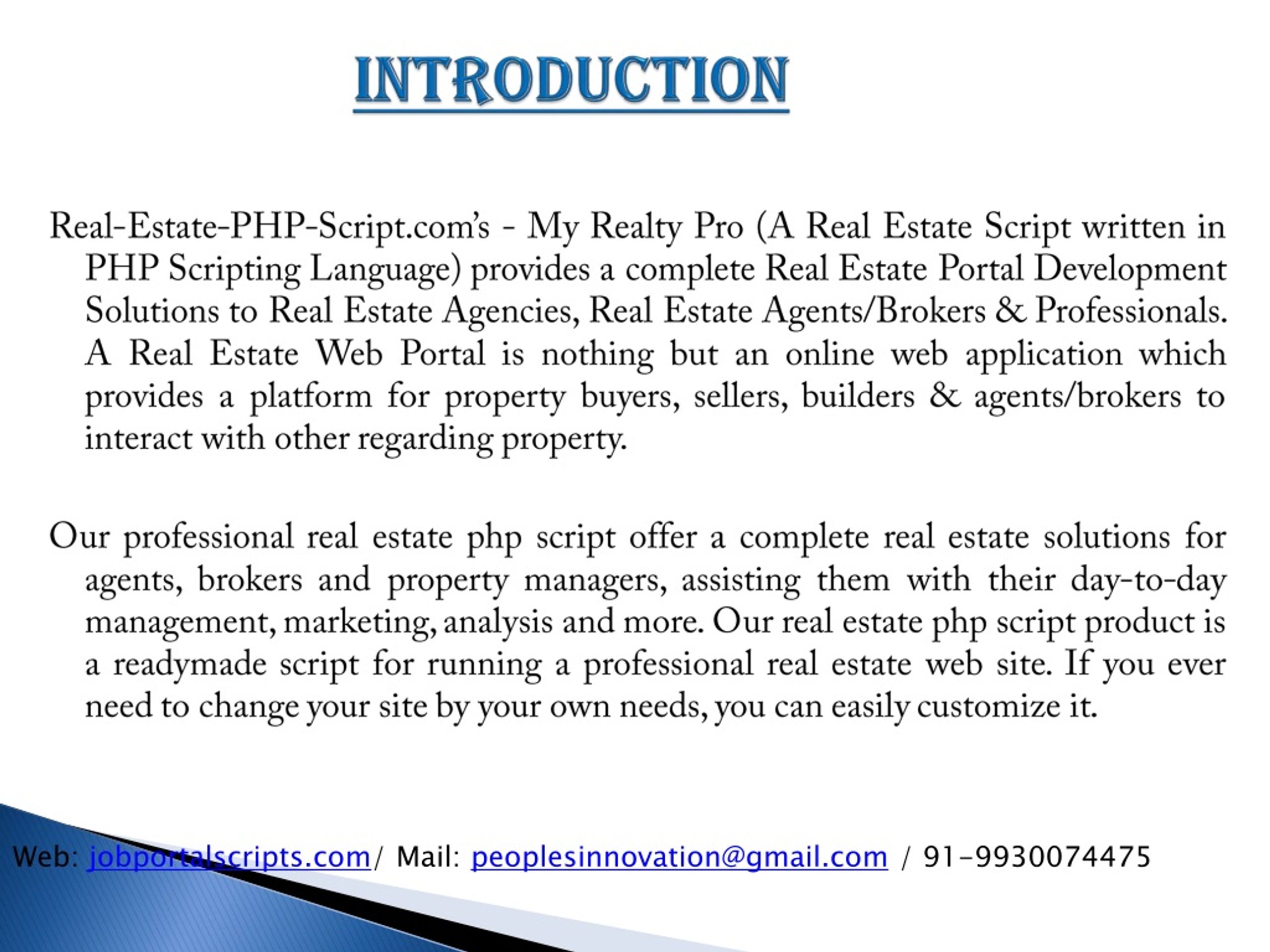 PPT Real Estate Script Real Estate PHP Script, Real Estate Scr