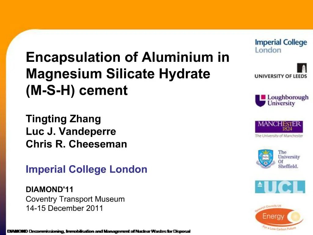PPT Encapsulation of Aluminium in Magnesium Silicate Hydrate MSH