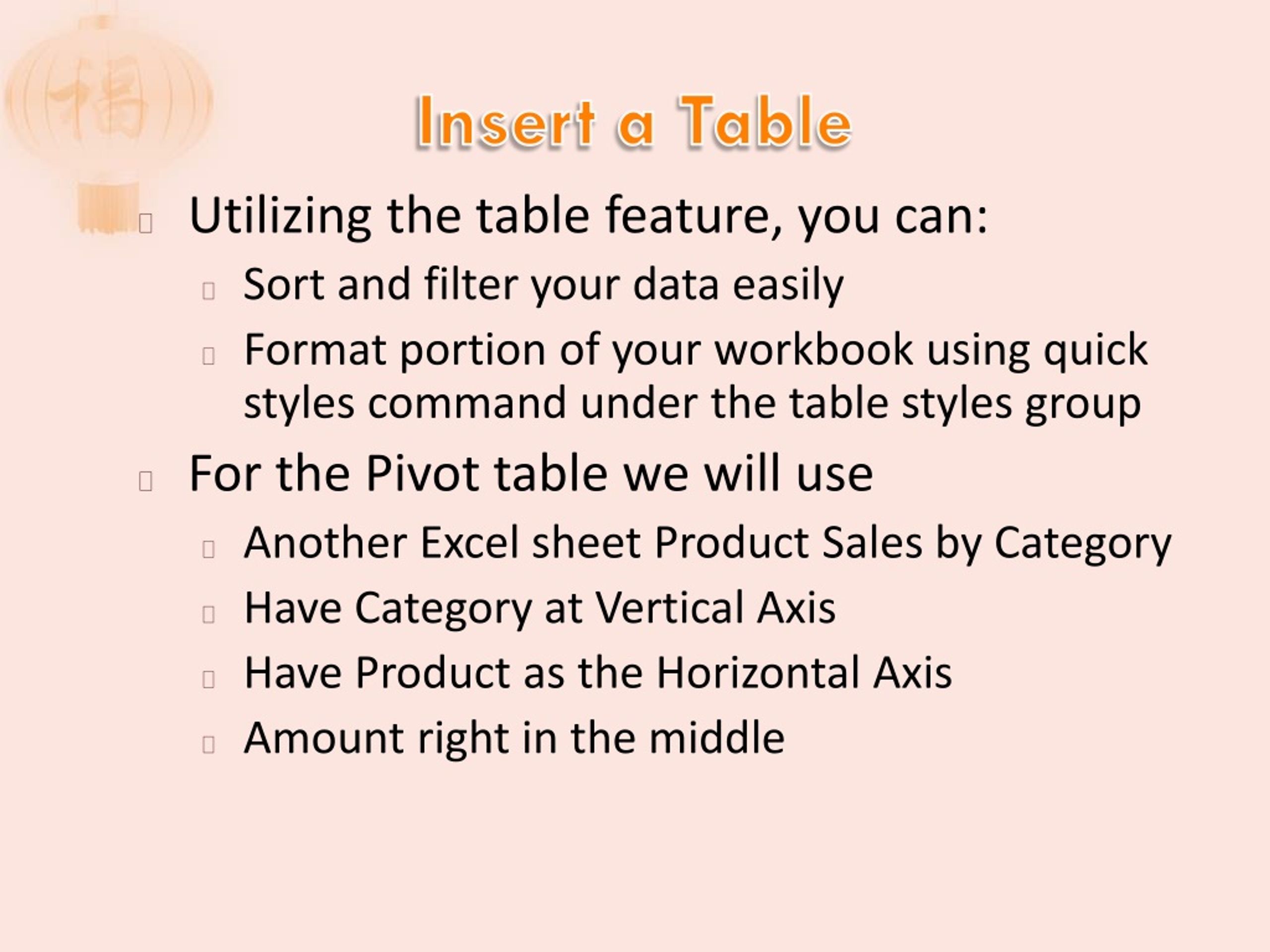 PPT Introduction to Microsoft Excel 2007 Insert Tab PowerPoint