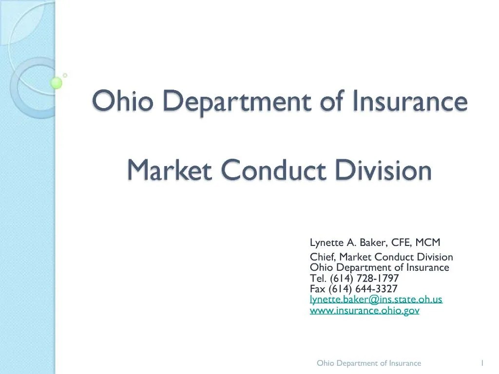 PPT Ohio Department of Insurance PowerPoint Presentation, free