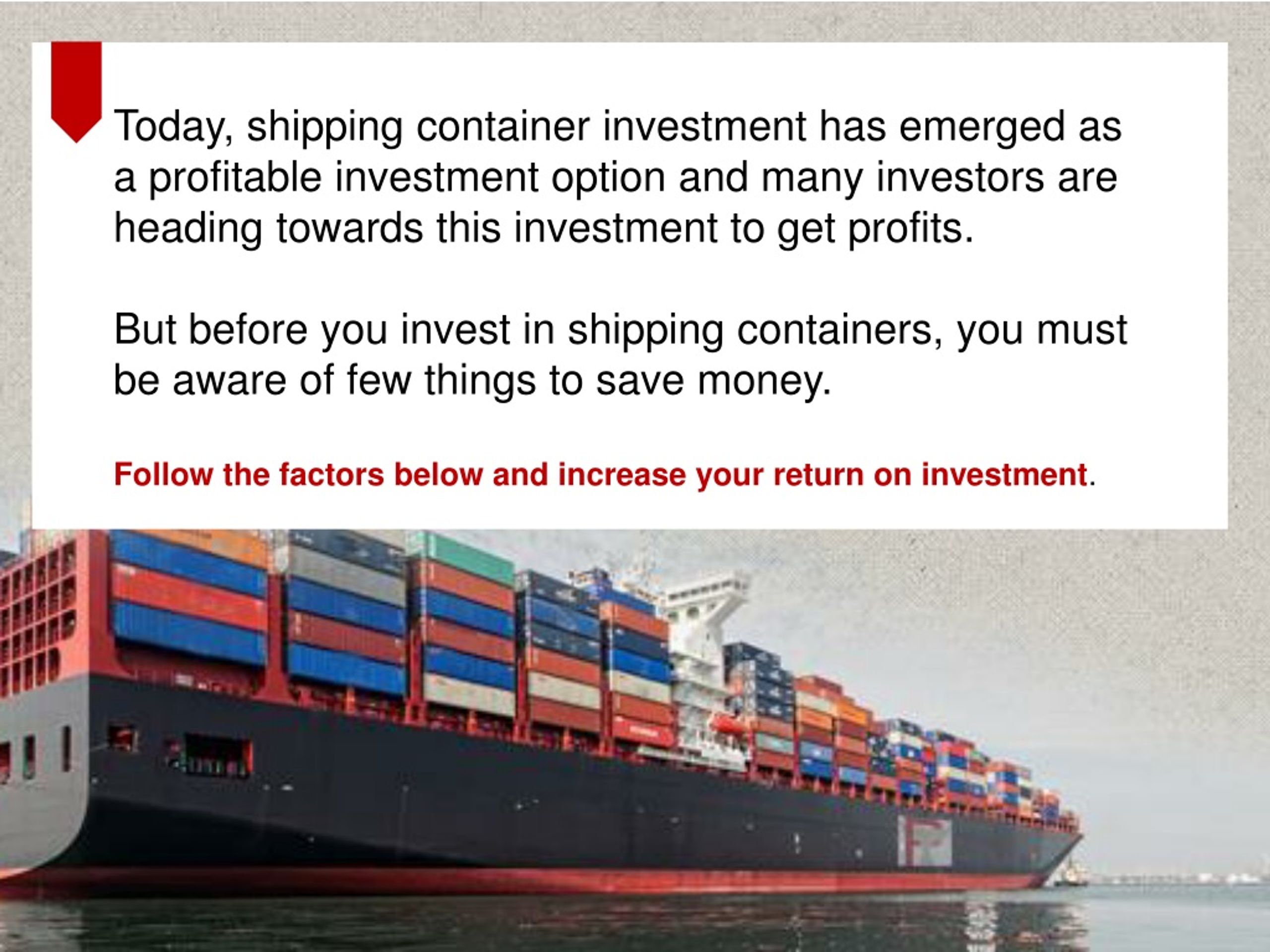 PPT Shipping Container Investment Get Guaranteed ROI PowerPoint