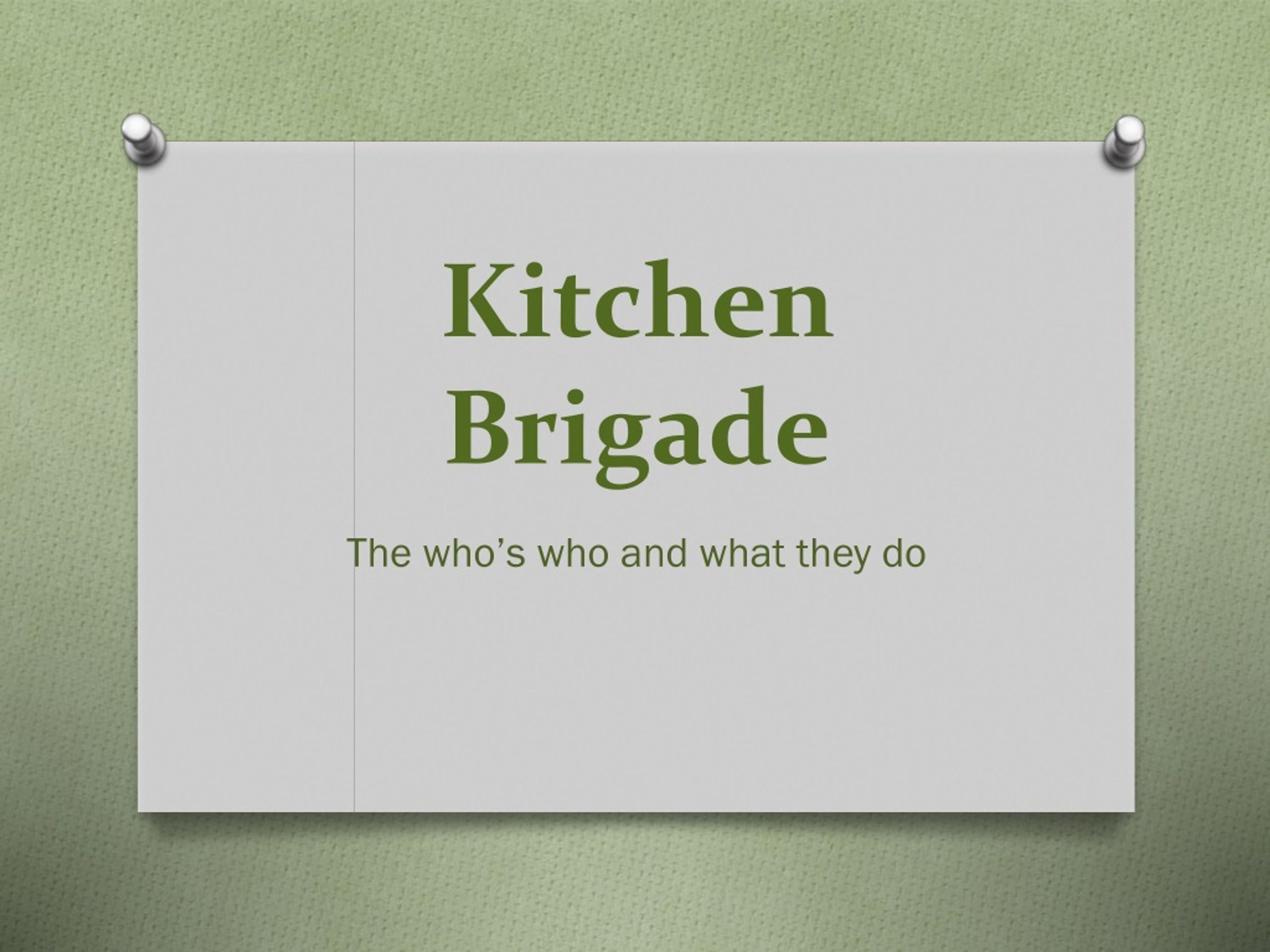 PPT Kitchen Brigade PowerPoint Presentation, free download ID144613