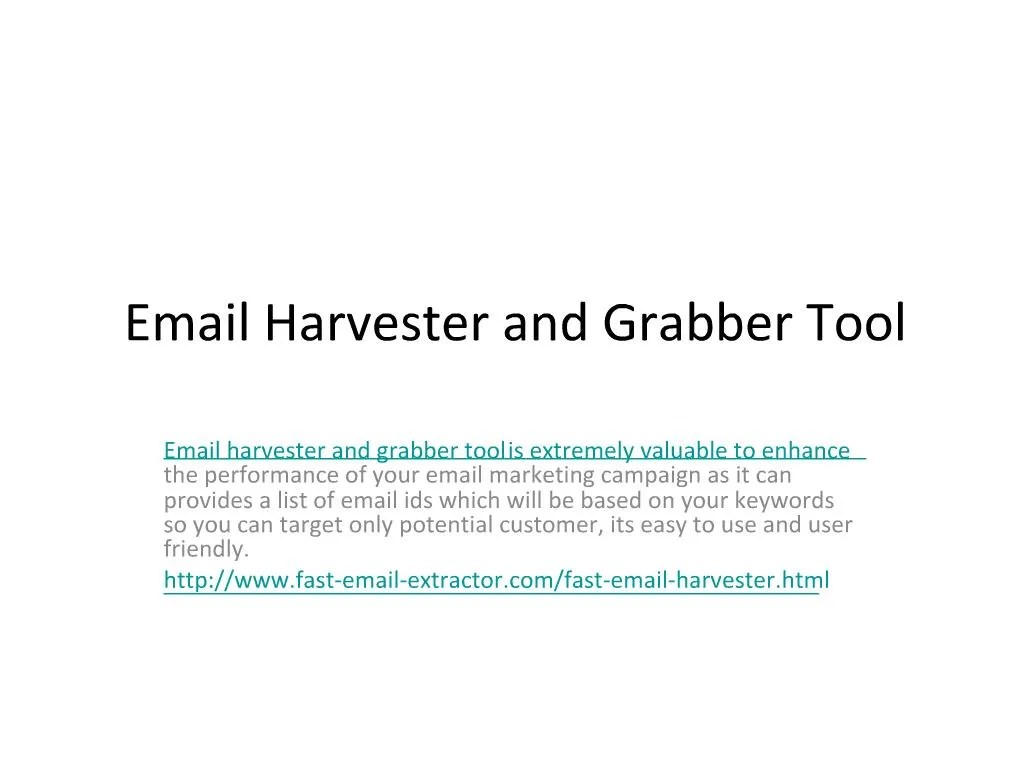 PPT Email Harvester and Grabber Tool PowerPoint Presentation, free